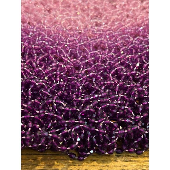 Womens fabulous flapper style Beaded Purse Pink Purple - Picture 3 of 4